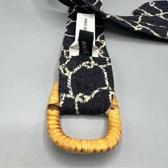 J Crew Linen Square Wooden Buckle Belt - Picture 3 of 5